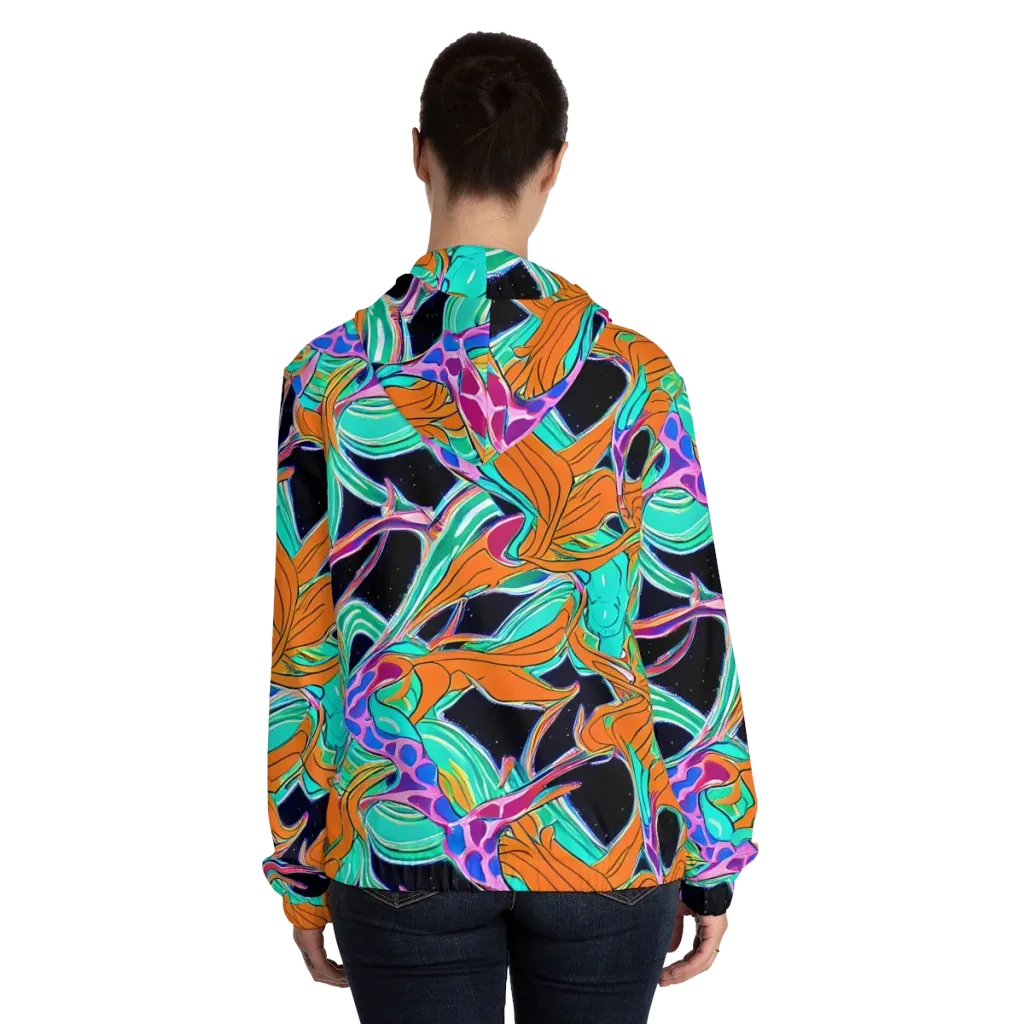Orbiting Leaves on Women's Full-Zip Hoodie — Back On Person