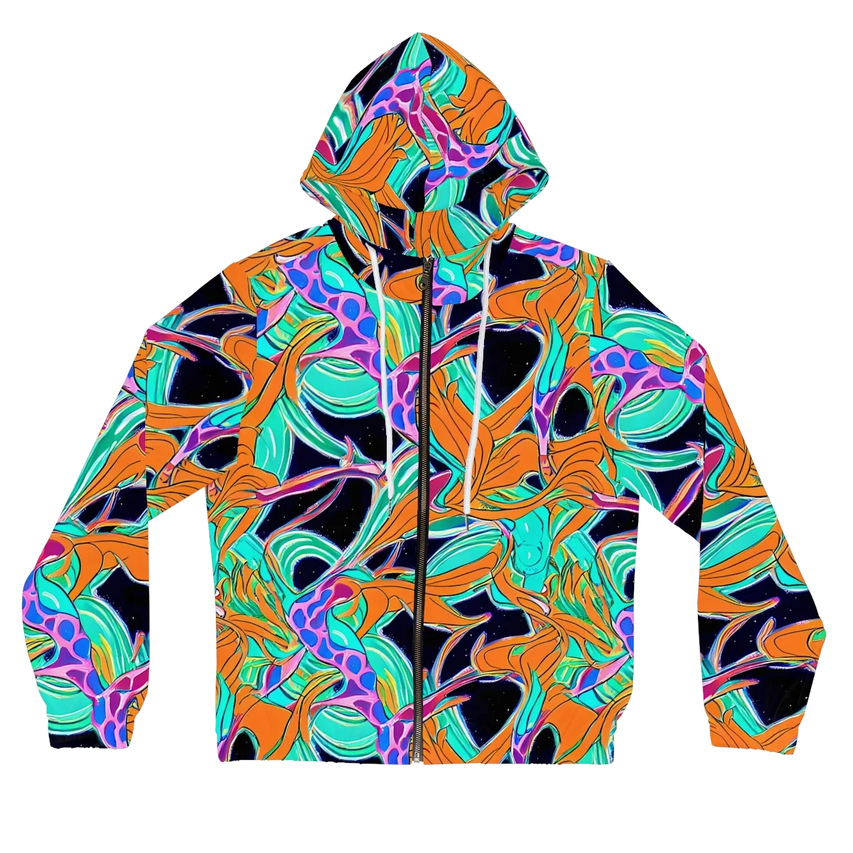 Orbiting Leaves on Women's Full-Zip Hoodie — Front