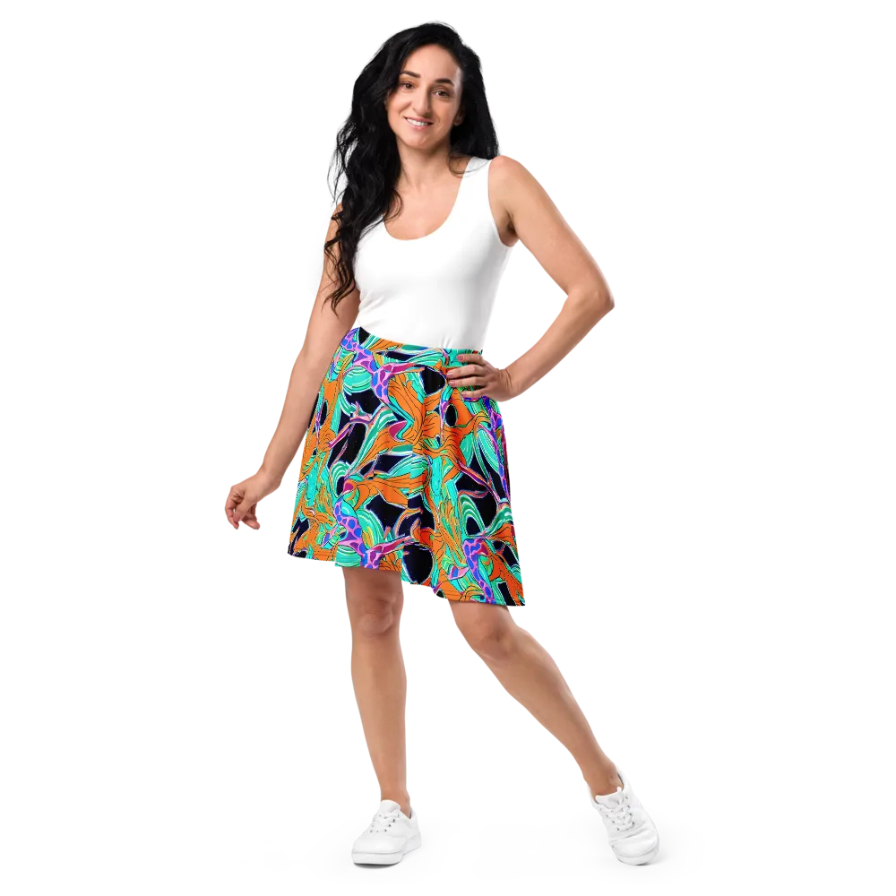 Orbiting Leaves on Skater Skirt — Front