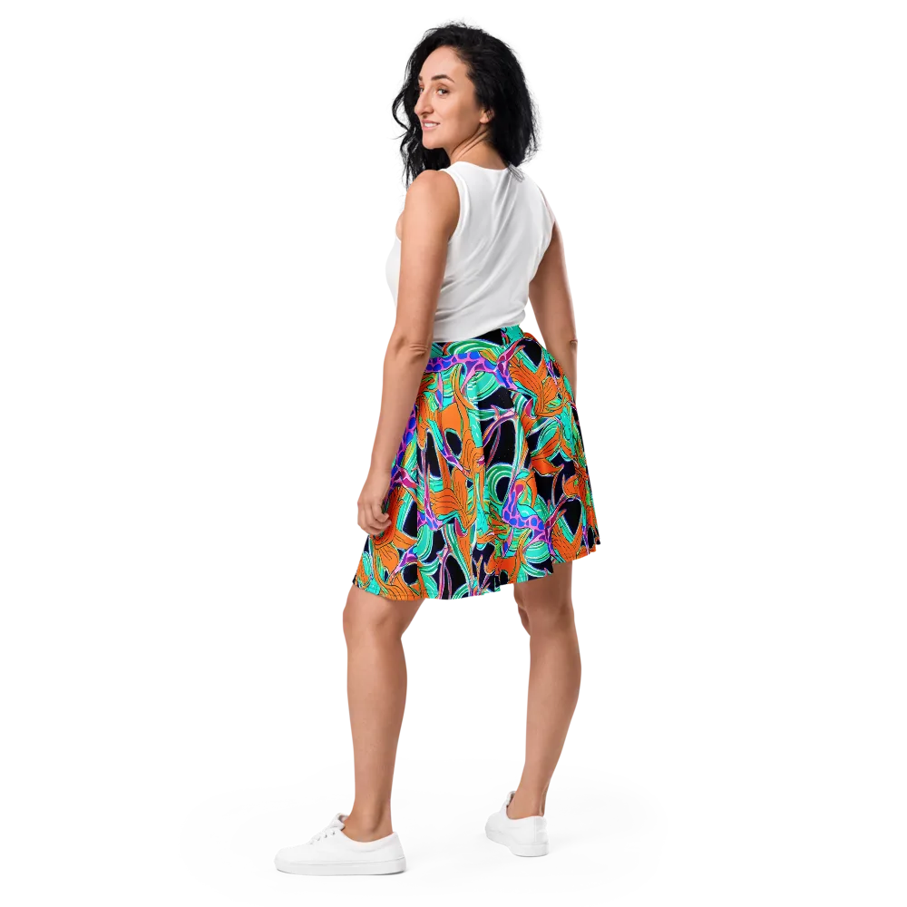 Orbiting Leaves on Skater Skirt — Back