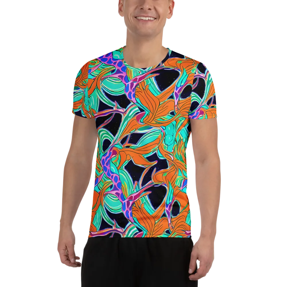 Orbiting Leaves on Men's Athletic T-Shirt — Front