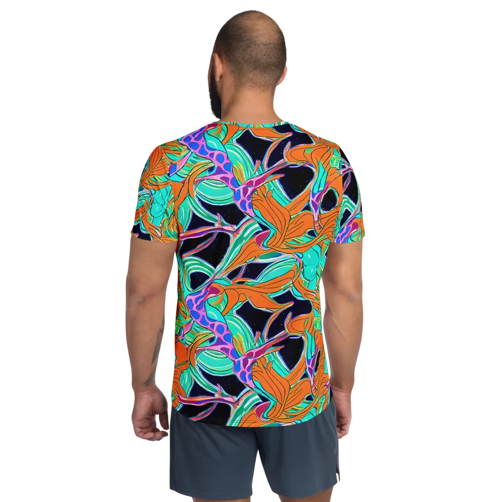 Orbiting Leaves on Men's Athletic T-Shirt — Back