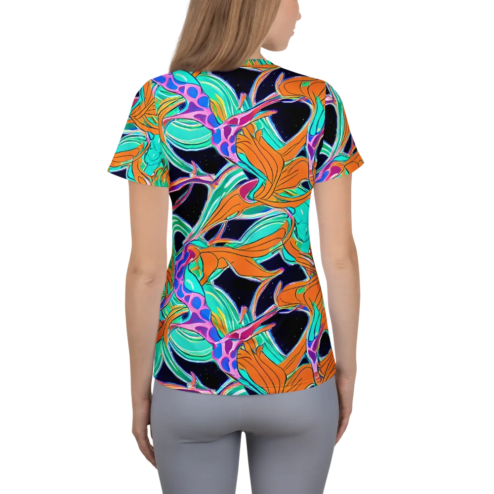 Orbiting Leaves on Women's Athletic T-Shirt — Back