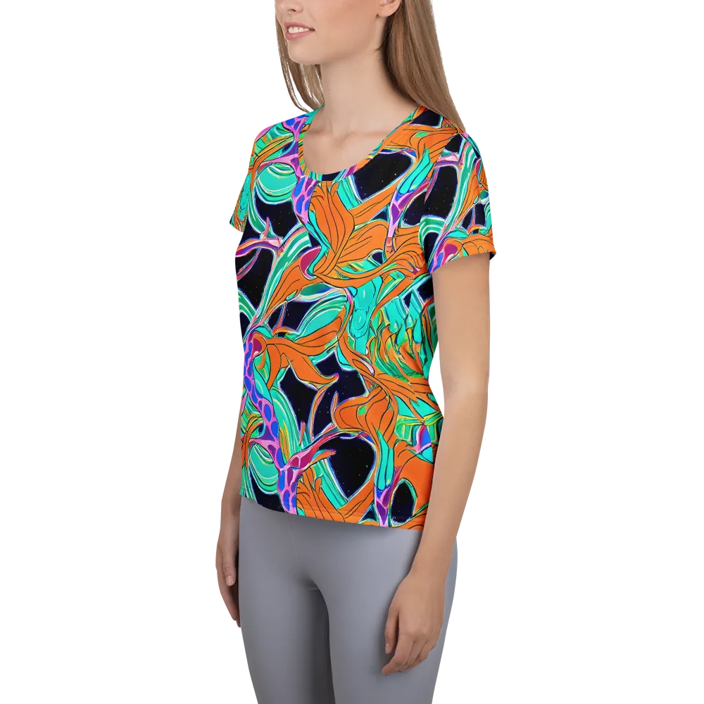 Orbiting Leaves on Women's Athletic T-Shirt — Left