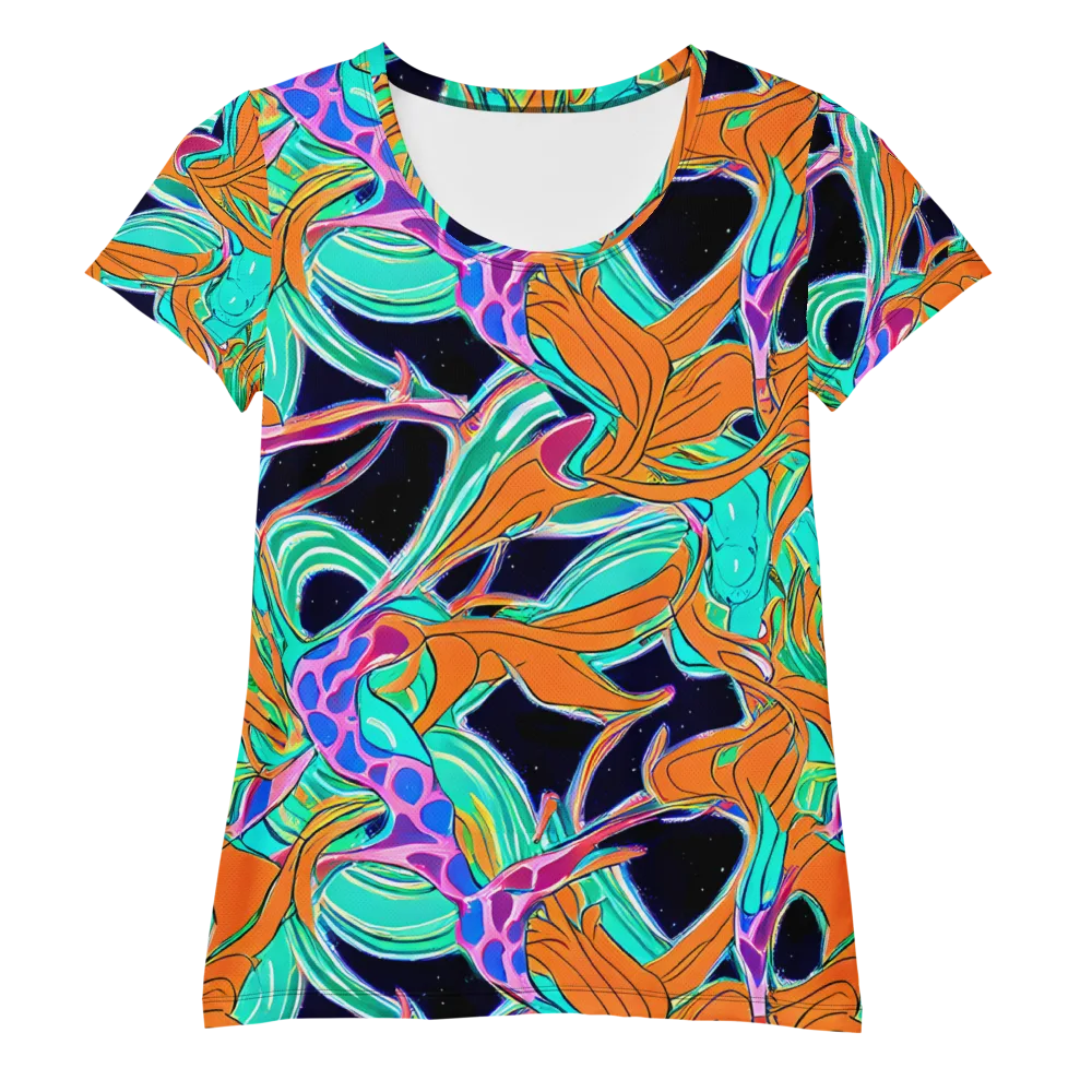 Orbiting Leaves on Women's Athletic T-Shirt — Front