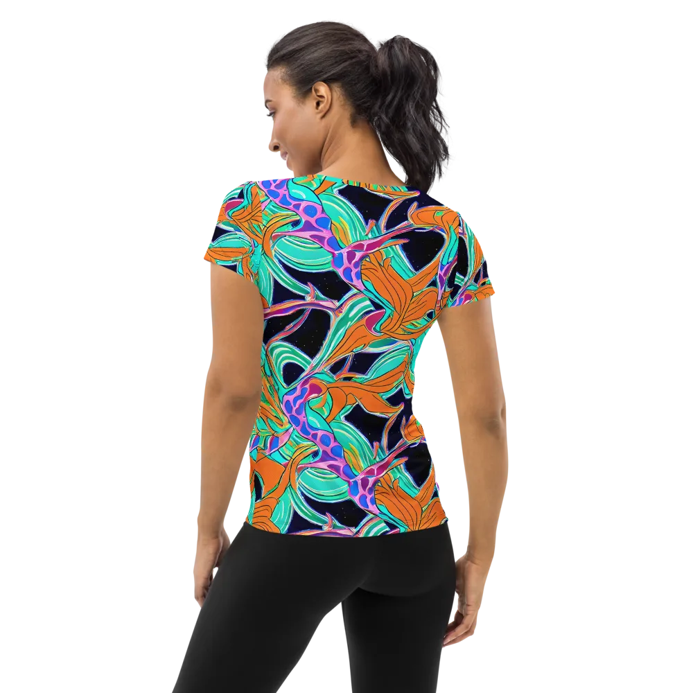 Orbiting Leaves on Women's Athletic T-Shirt — Back