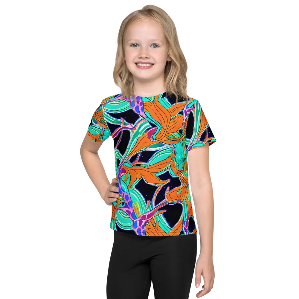 Orbiting Leaves on Kids Crew Neck T-Shirt — Front