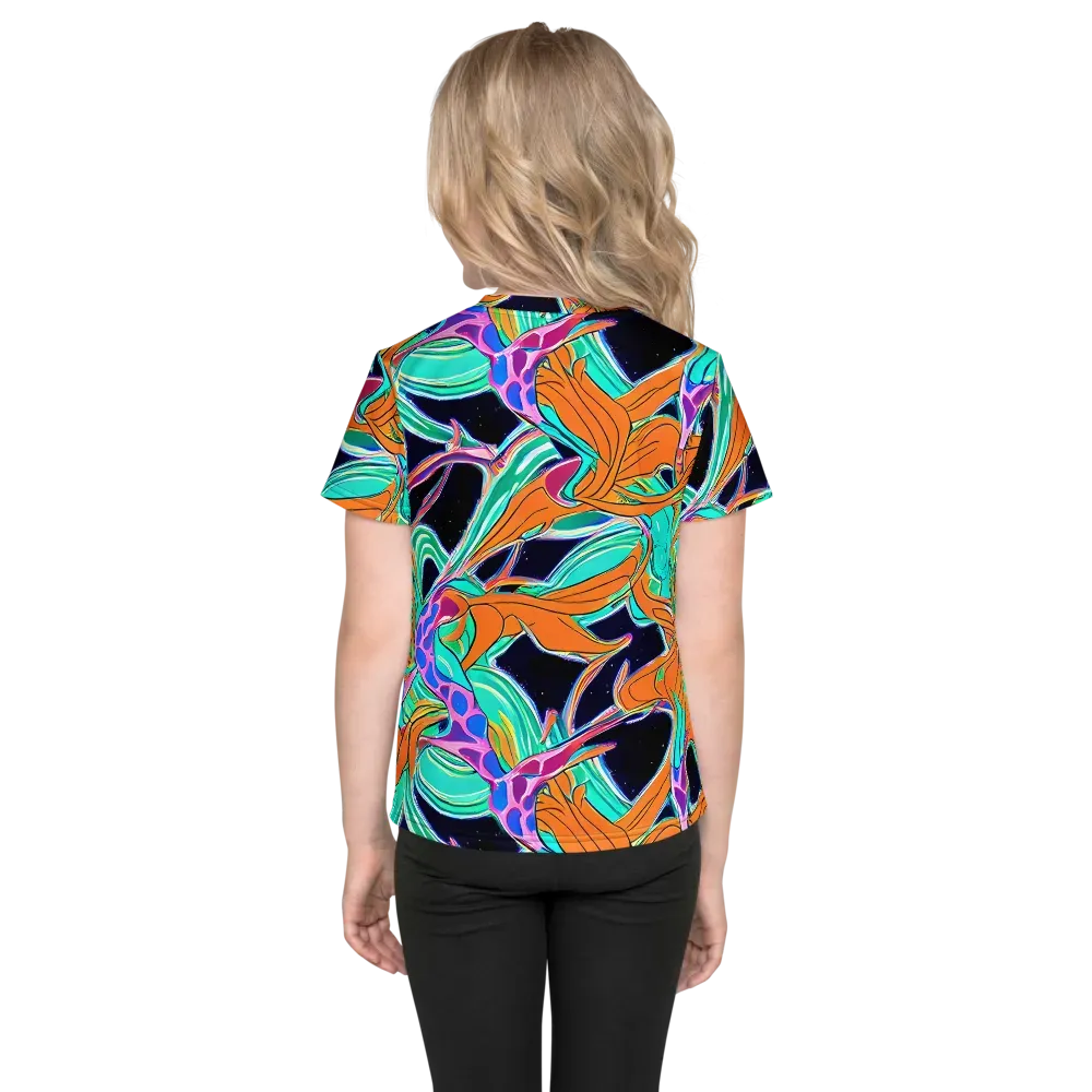 Orbiting Leaves on Kids Crew Neck T-Shirt — Back