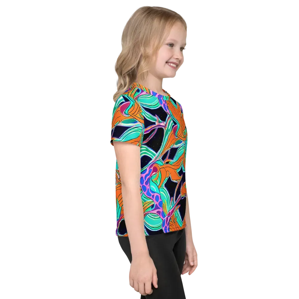 Orbiting Leaves on Kids Crew Neck T-Shirt — Right