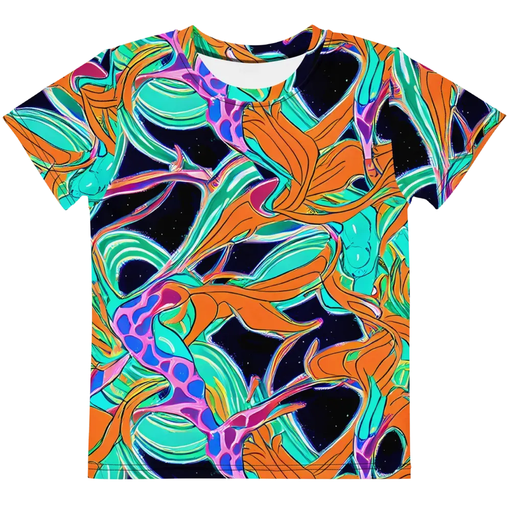 Orbiting Leaves on Kids Crew Neck T-Shirt — Front