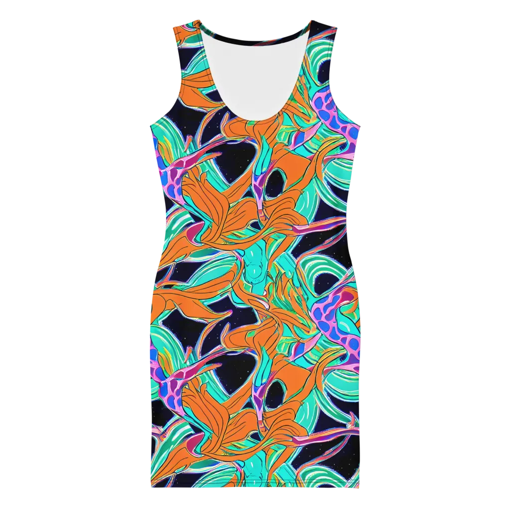 Orbiting Leaves on Bodycon Dress — Front