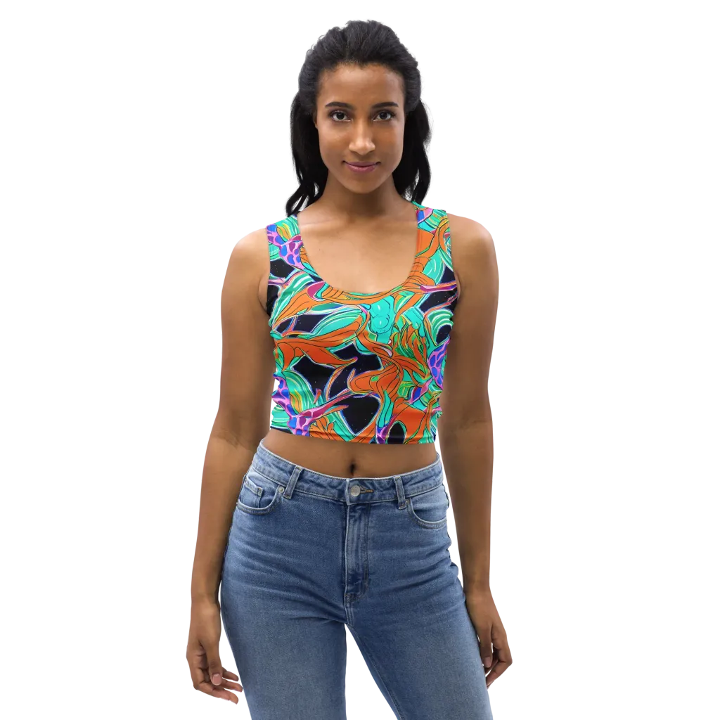 Orbiting Leaves on Crop Top — Front