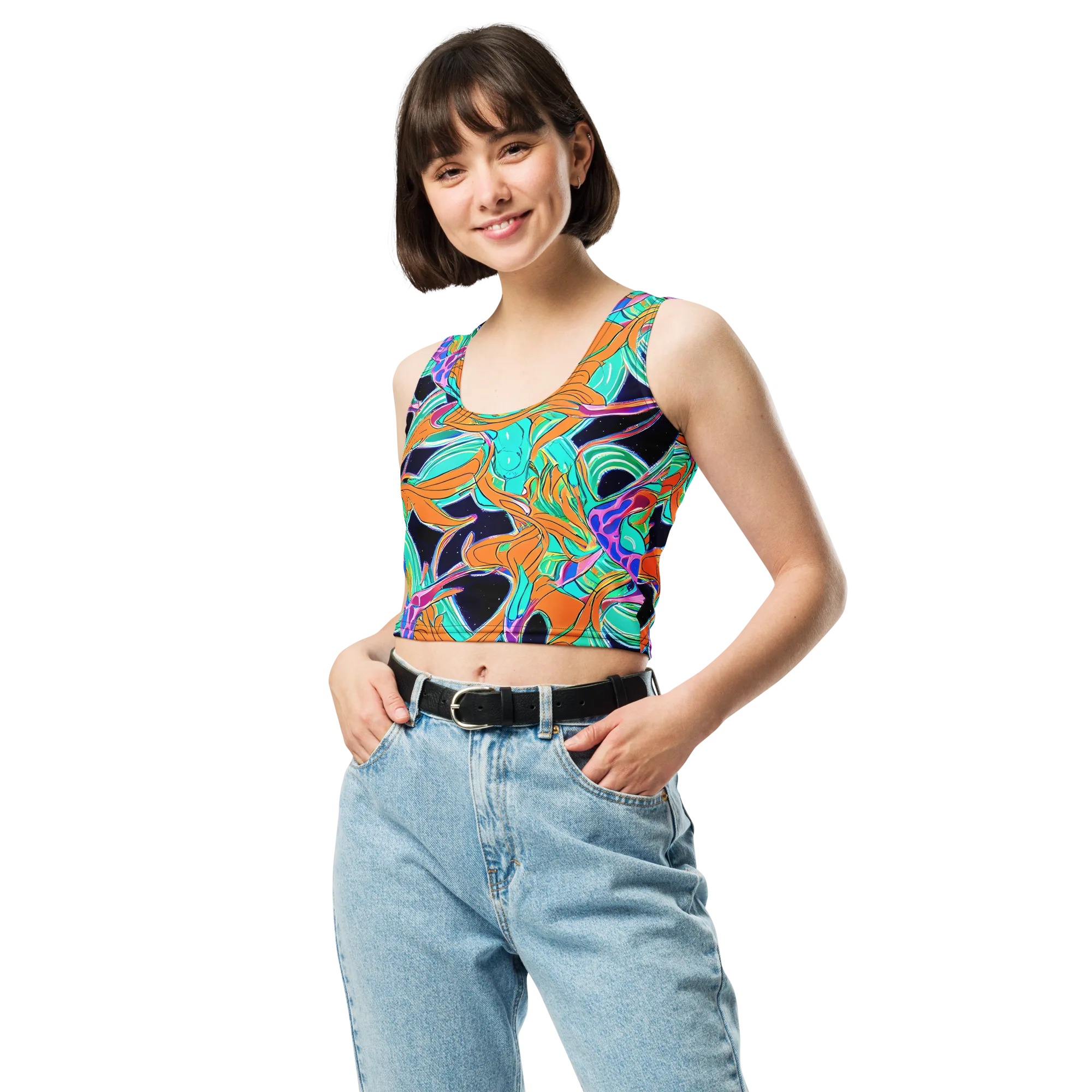 Orbiting Leaves on Crop Top — Front