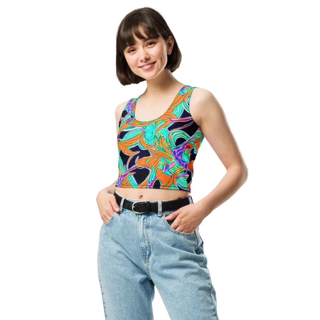 Orbiting Leaves on Crop Top — Front