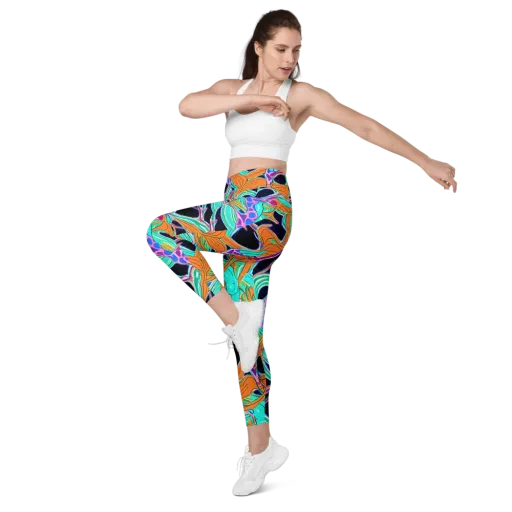 Orbiting Leaves on a Leggings with Pockets