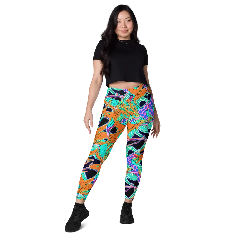 Orbiting Leaves on Leggings with Pockets — Front