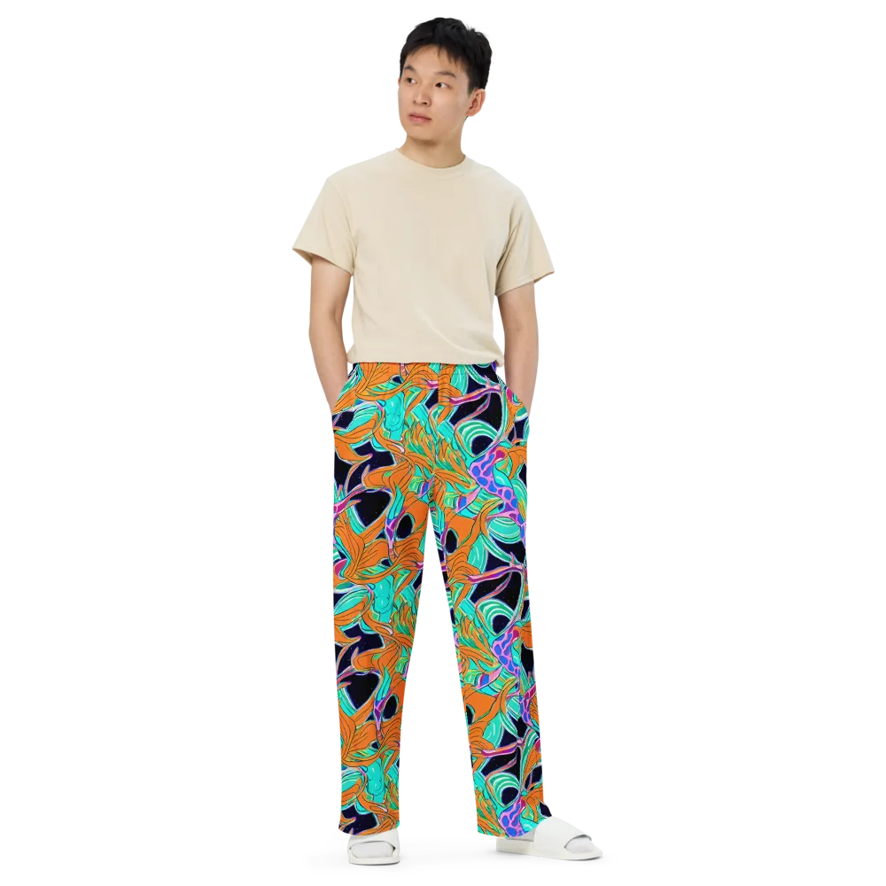 Orbiting Leaves on Wide-Leg Pants — Front