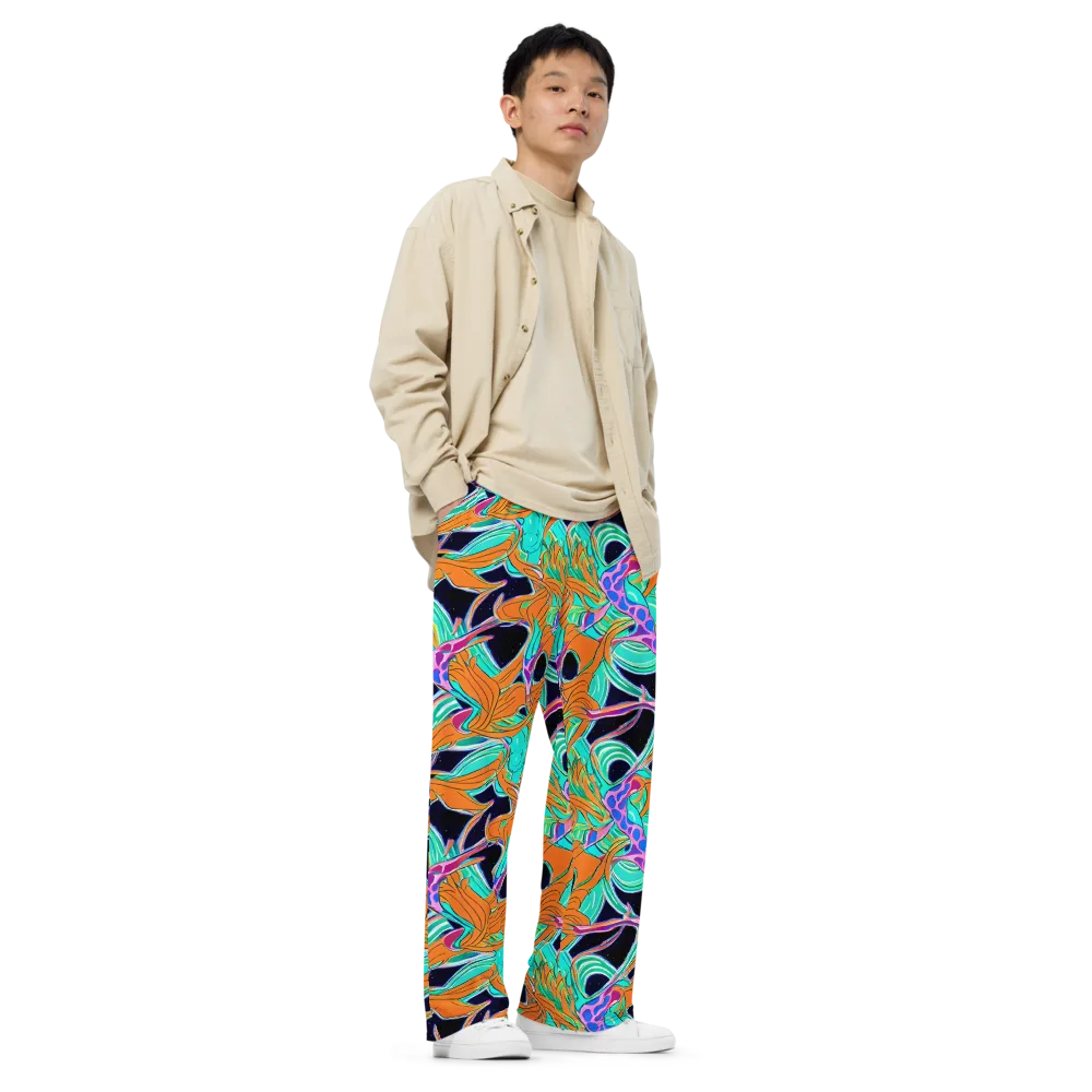 Orbiting Leaves on Wide-Leg Pants — Right Front