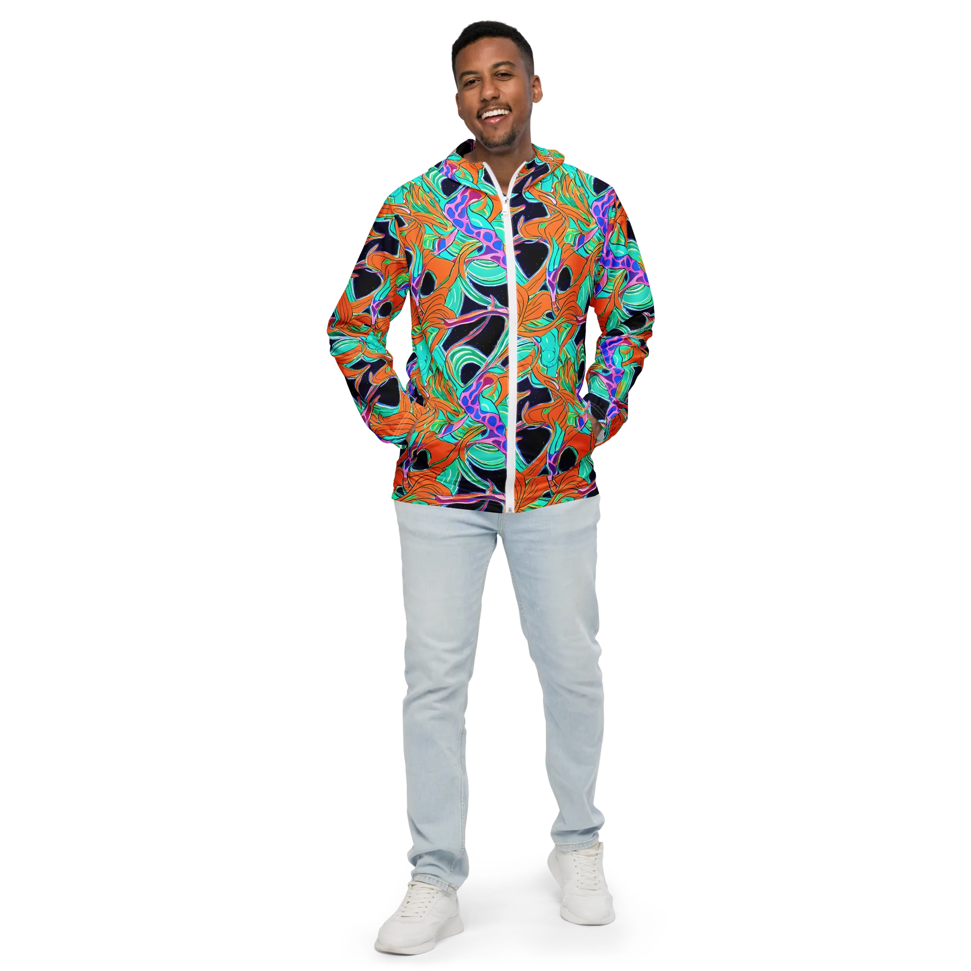 Orbiting Leaves on Men's Windbreaker — Front