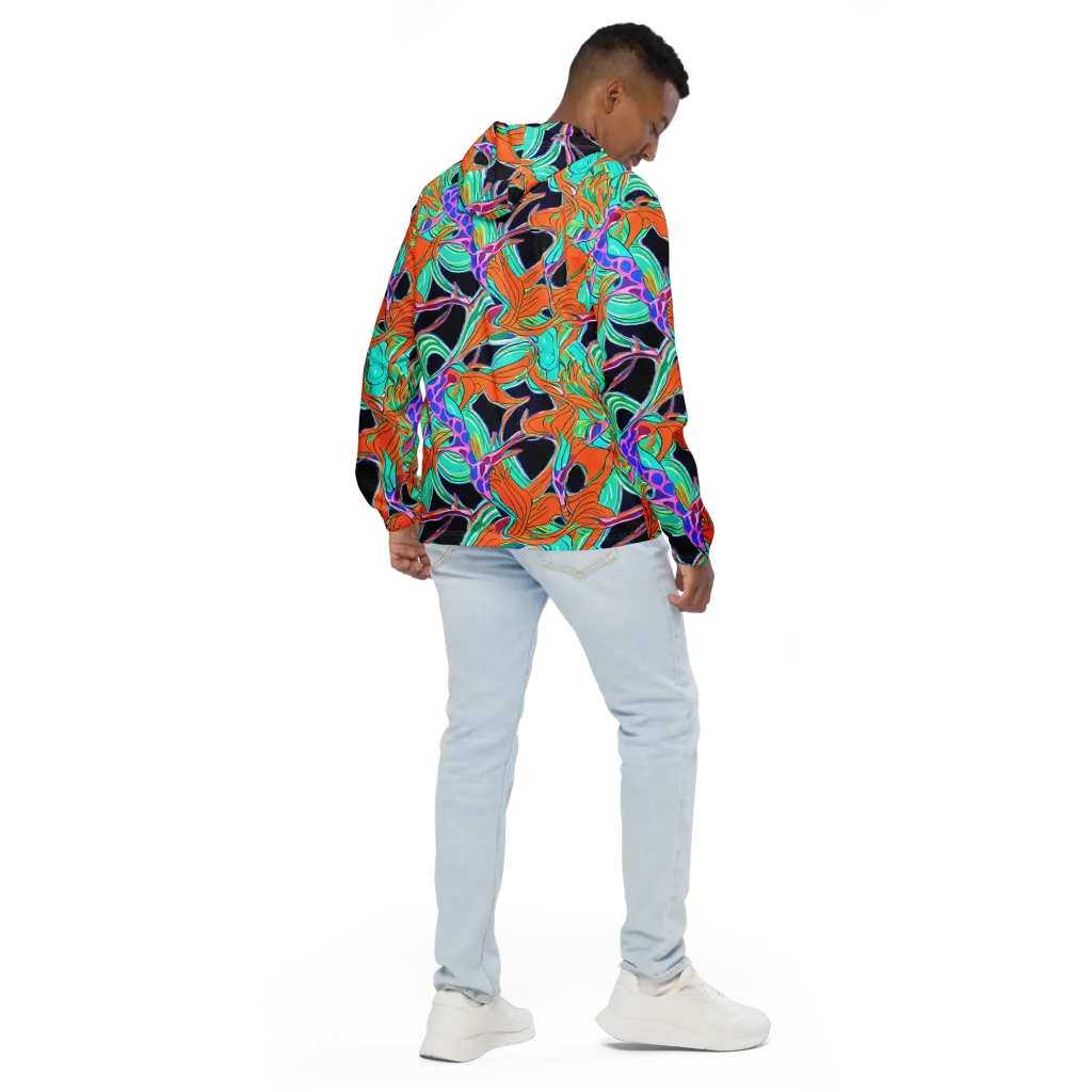 Orbiting Leaves on Men's Windbreaker — Back