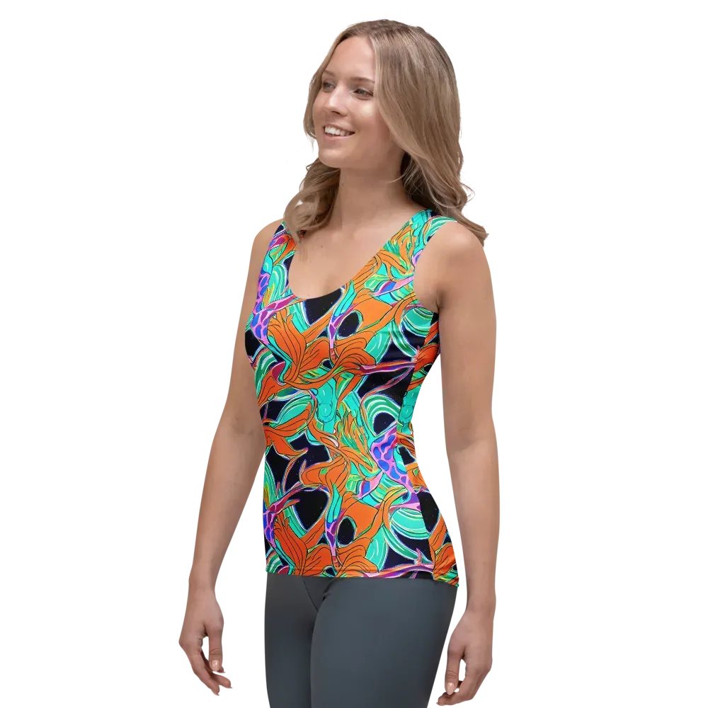 Orbiting Leaves on Women's Tank Top — Left Front