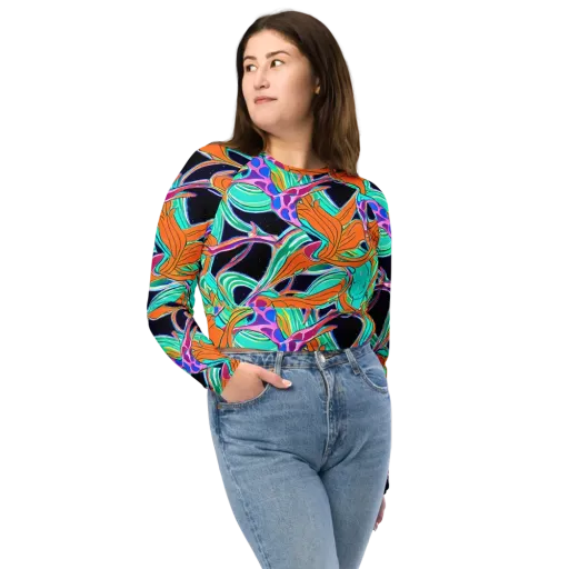 Orbiting Leaves on a Long Sleeve Crop Top