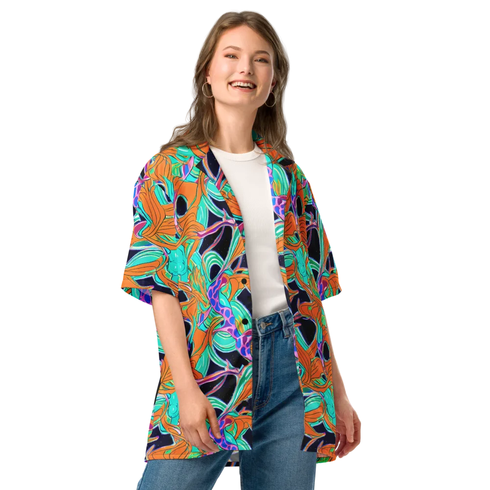 Orbiting Leaves on Button Shirt — Front