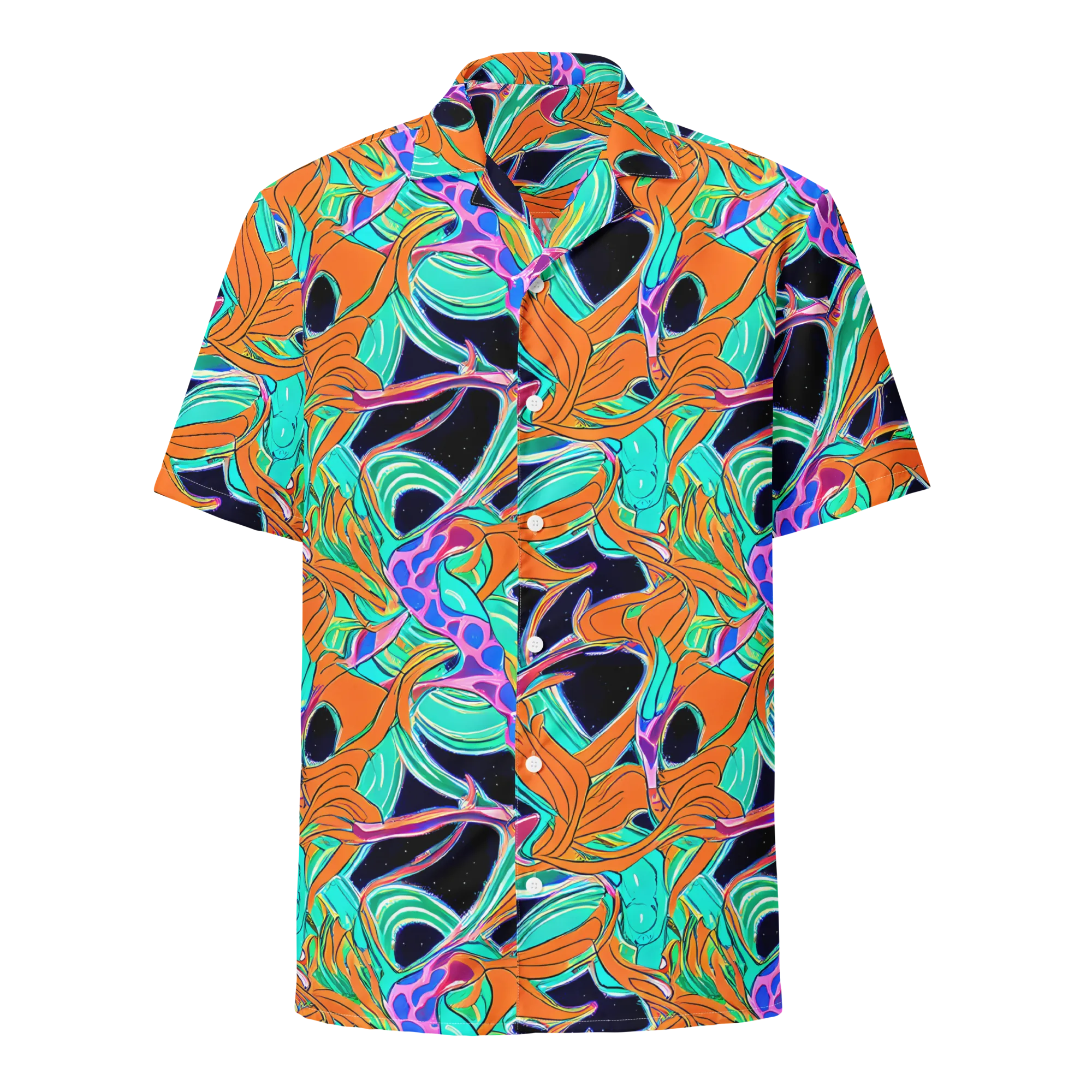Orbiting Leaves on Button Shirt — Front