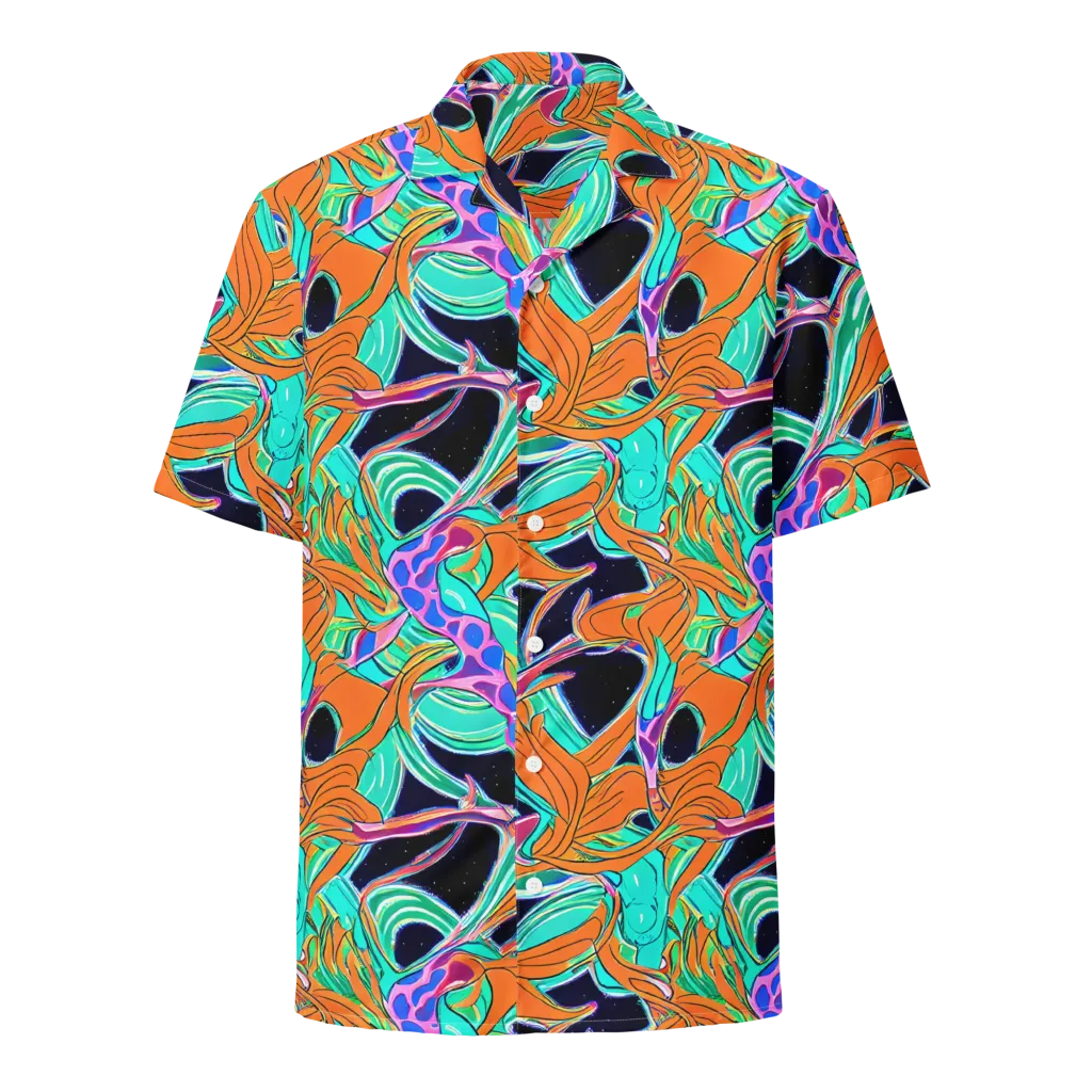 Orbiting Leaves on Button Shirt — Front