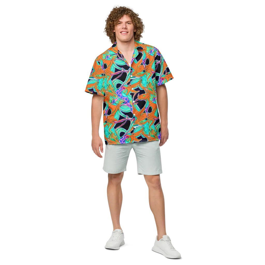 Orbiting Leaves on Button Shirt — Front