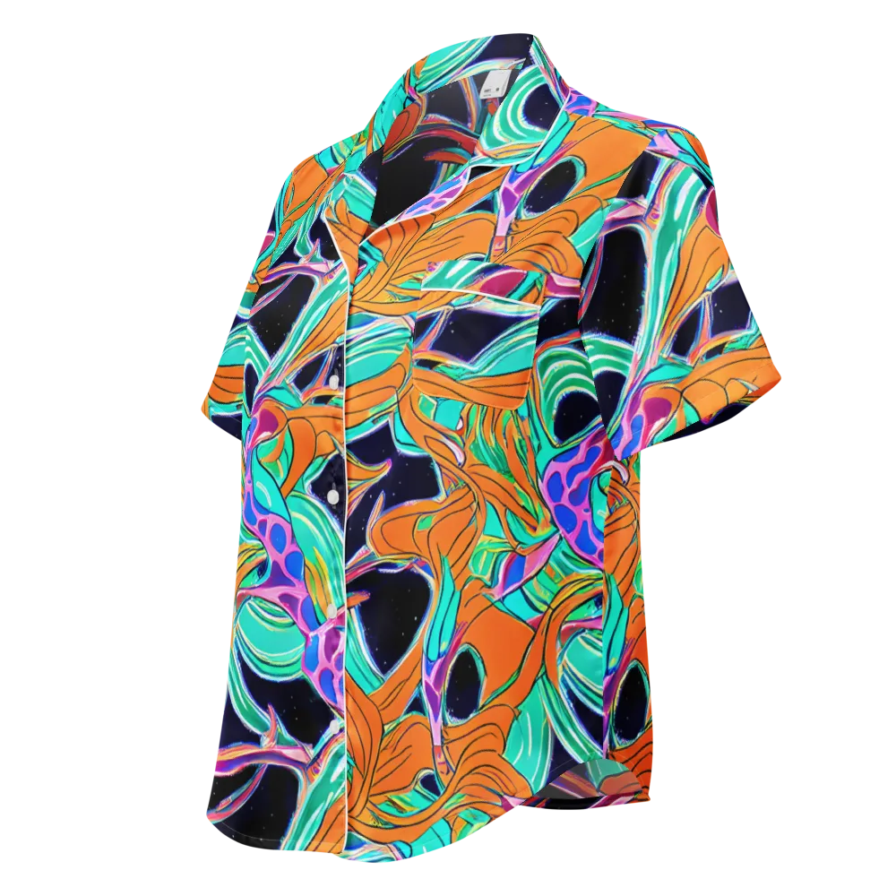 Orbiting Leaves on Women's Short Sleeve Pajama Top — Left Front
