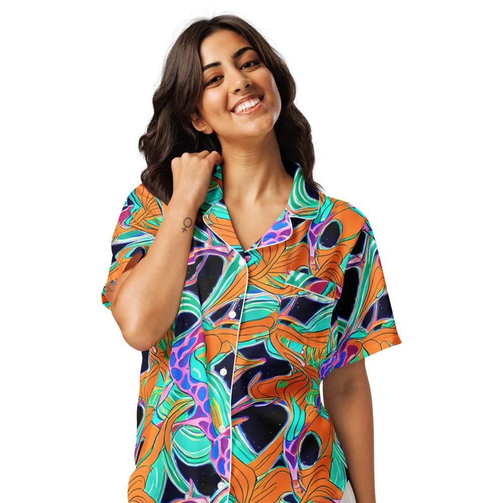Orbiting Leaves on Women's Short Sleeve Pajama Top — Front