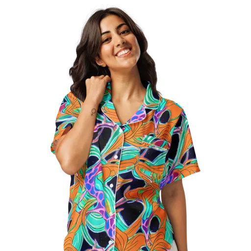 Orbiting Leaves on a Women's Short Sleeve Pajama Top