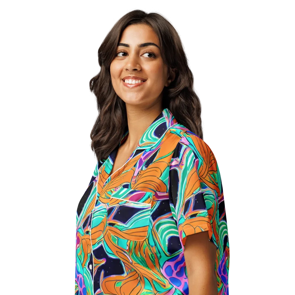 Orbiting Leaves on Women's Short Sleeve Pajama Top — Left Front