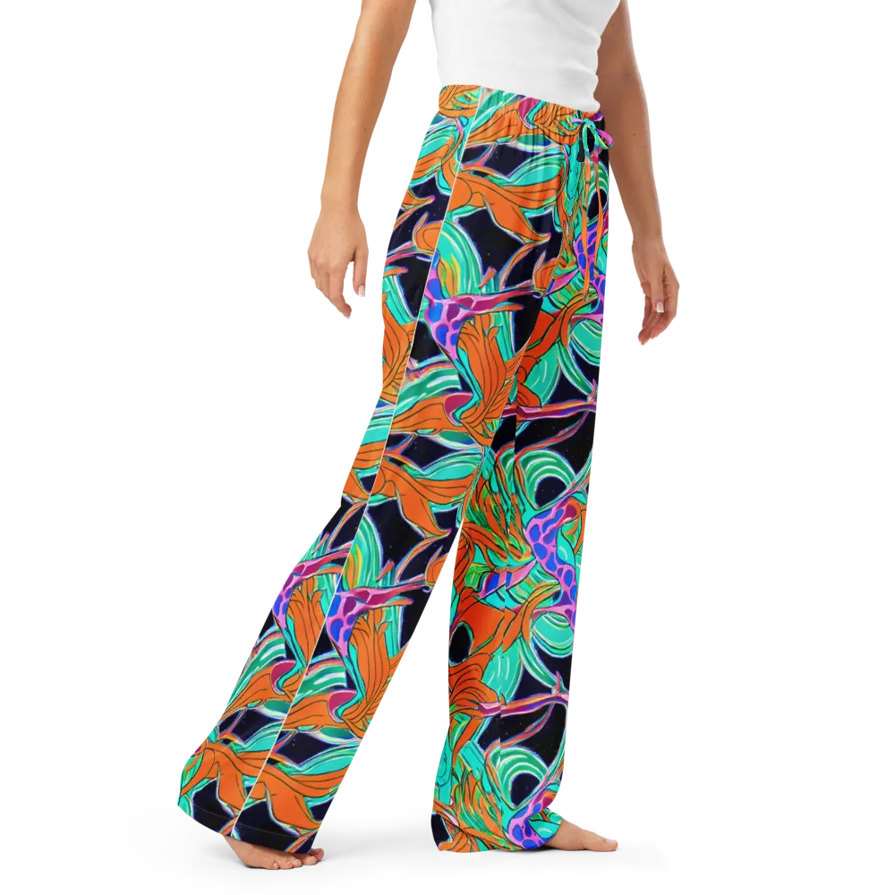 Orbiting Leaves on Women's Pajama Pants — Right Front