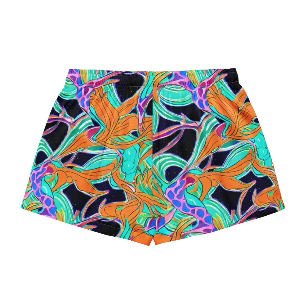 Orbiting Leaves on Women's Pajama Shorts — Back