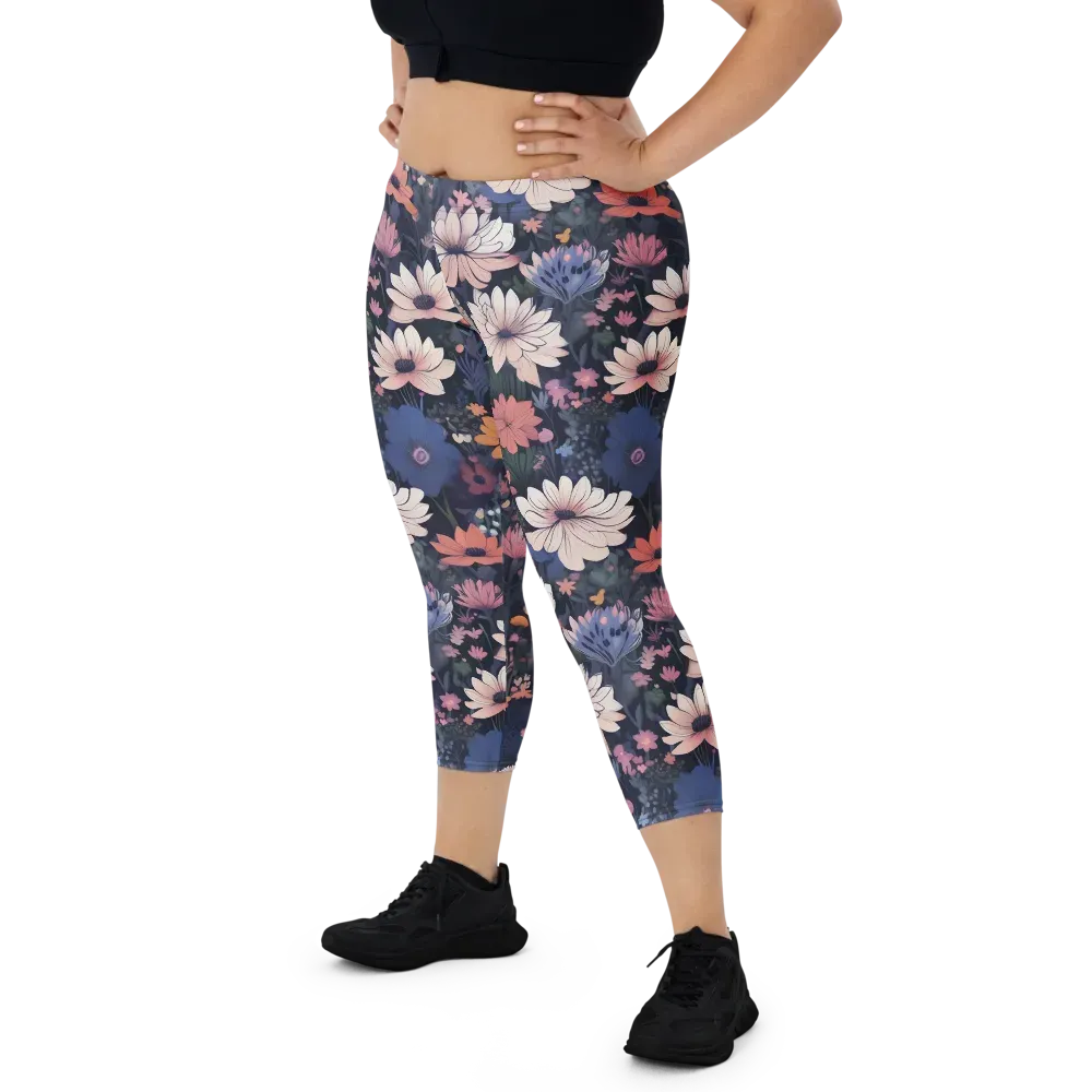 Moonlit Meadow on Capri Leggings — Front