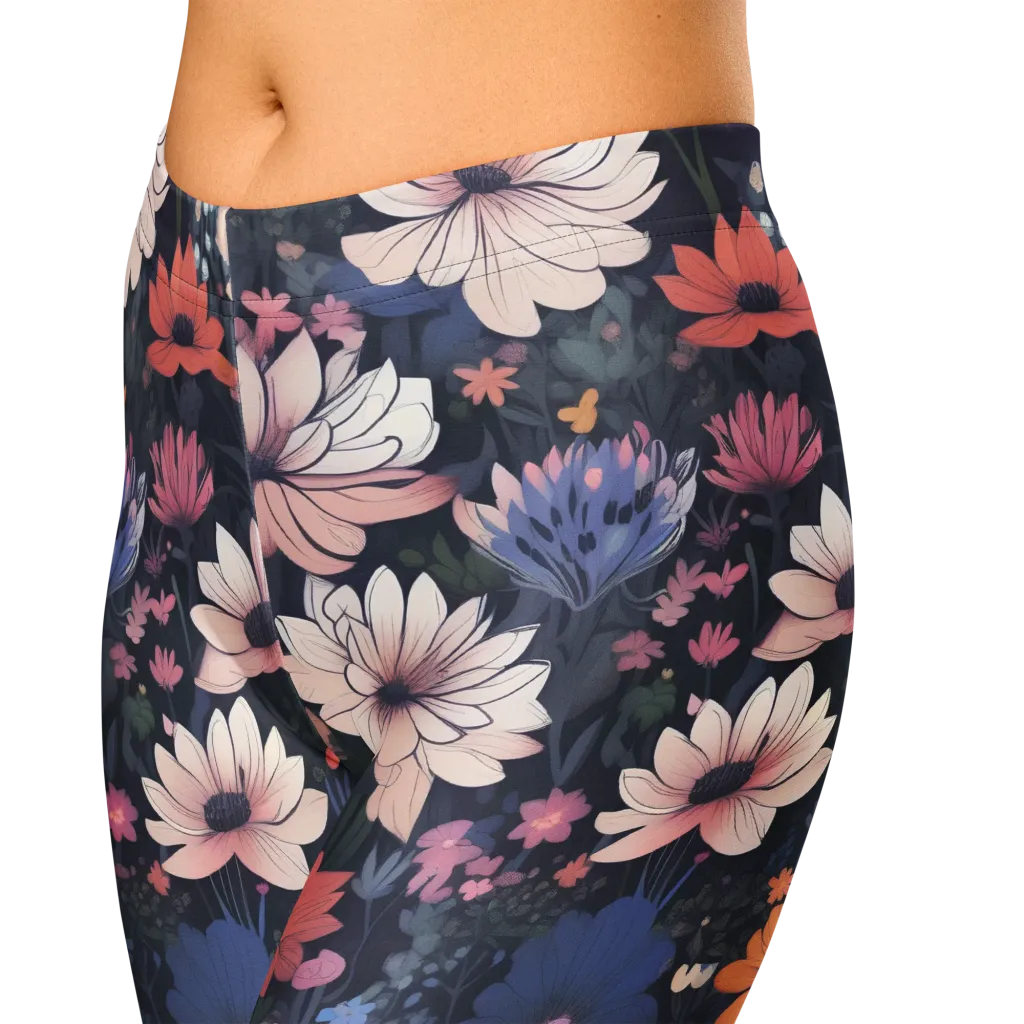 Moonlit Meadow on Capri Leggings — Zoomed-in
