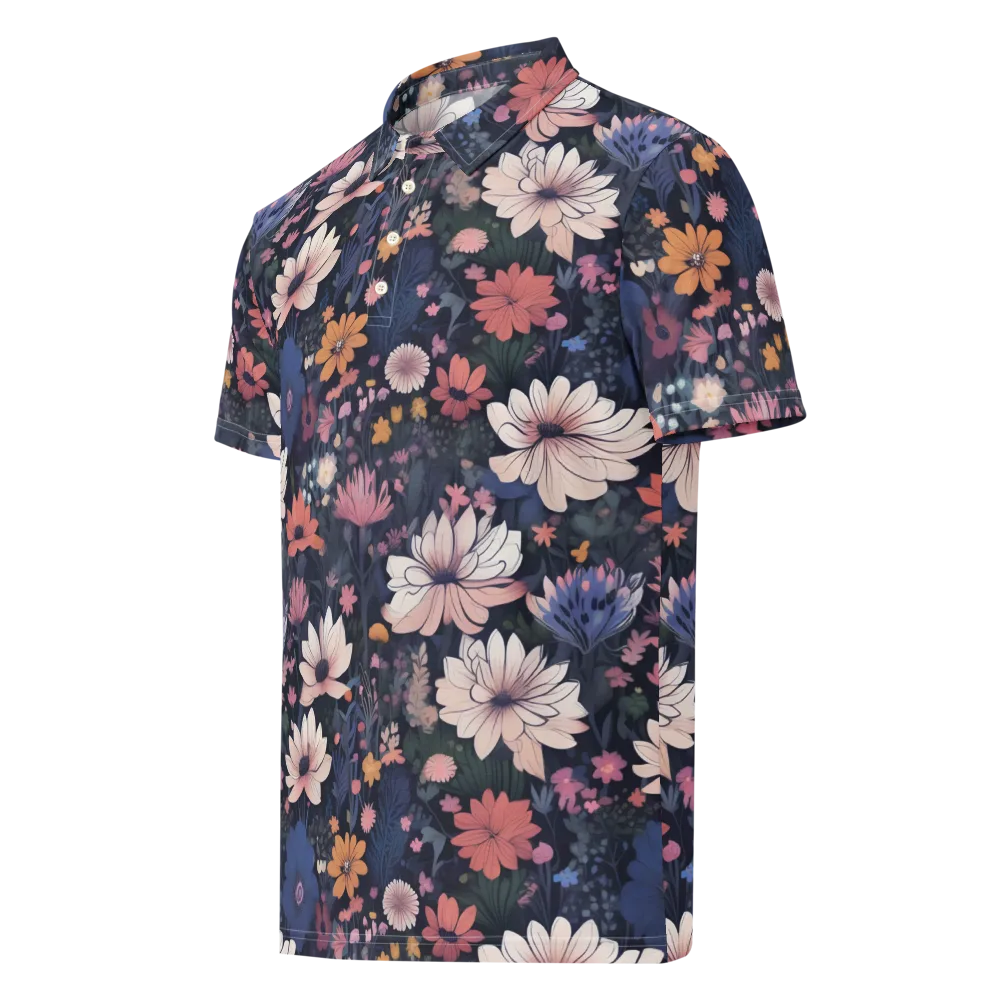 Moonlit Meadow on Men's Slim Fit Polo Shirt — Left Front