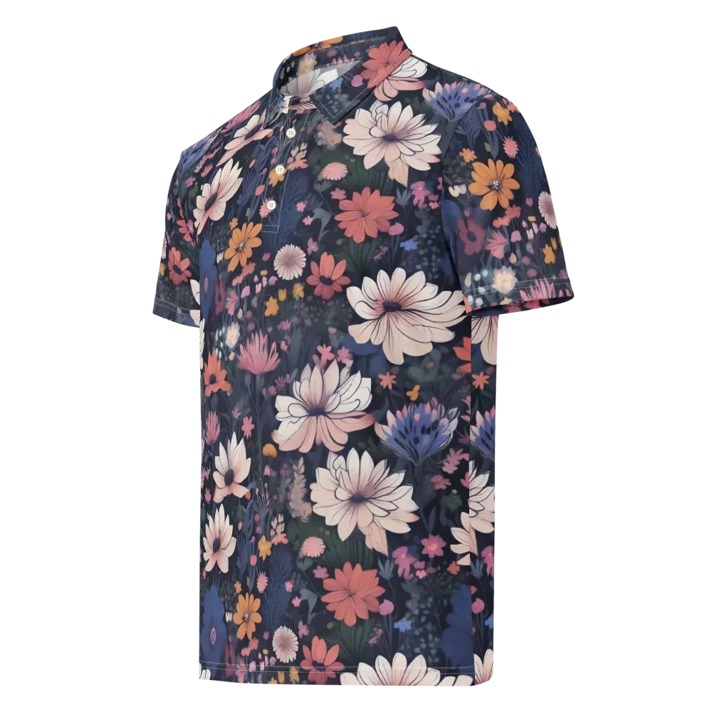 Moonlit Meadow on Men's Slim Fit Polo Shirt — Left Front