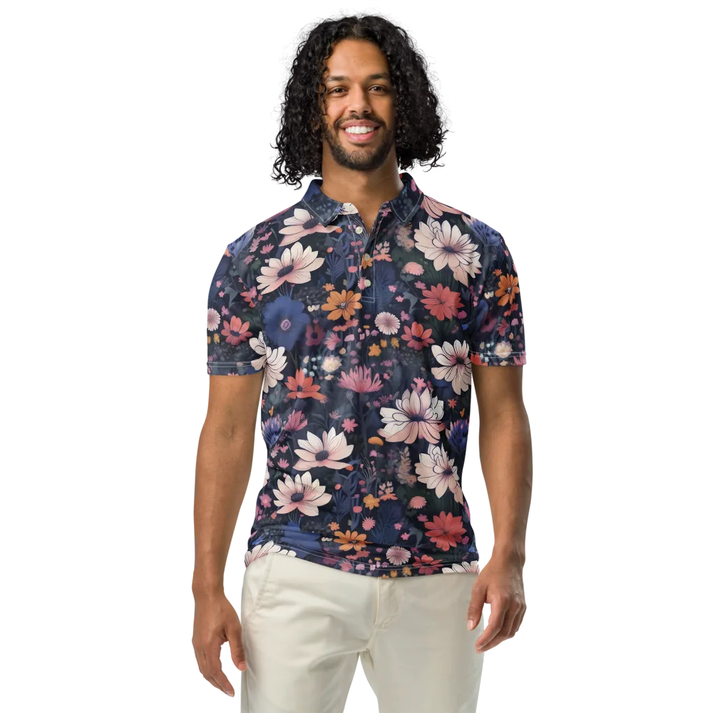Moonlit Meadow on Men's Slim Fit Polo Shirt — Front