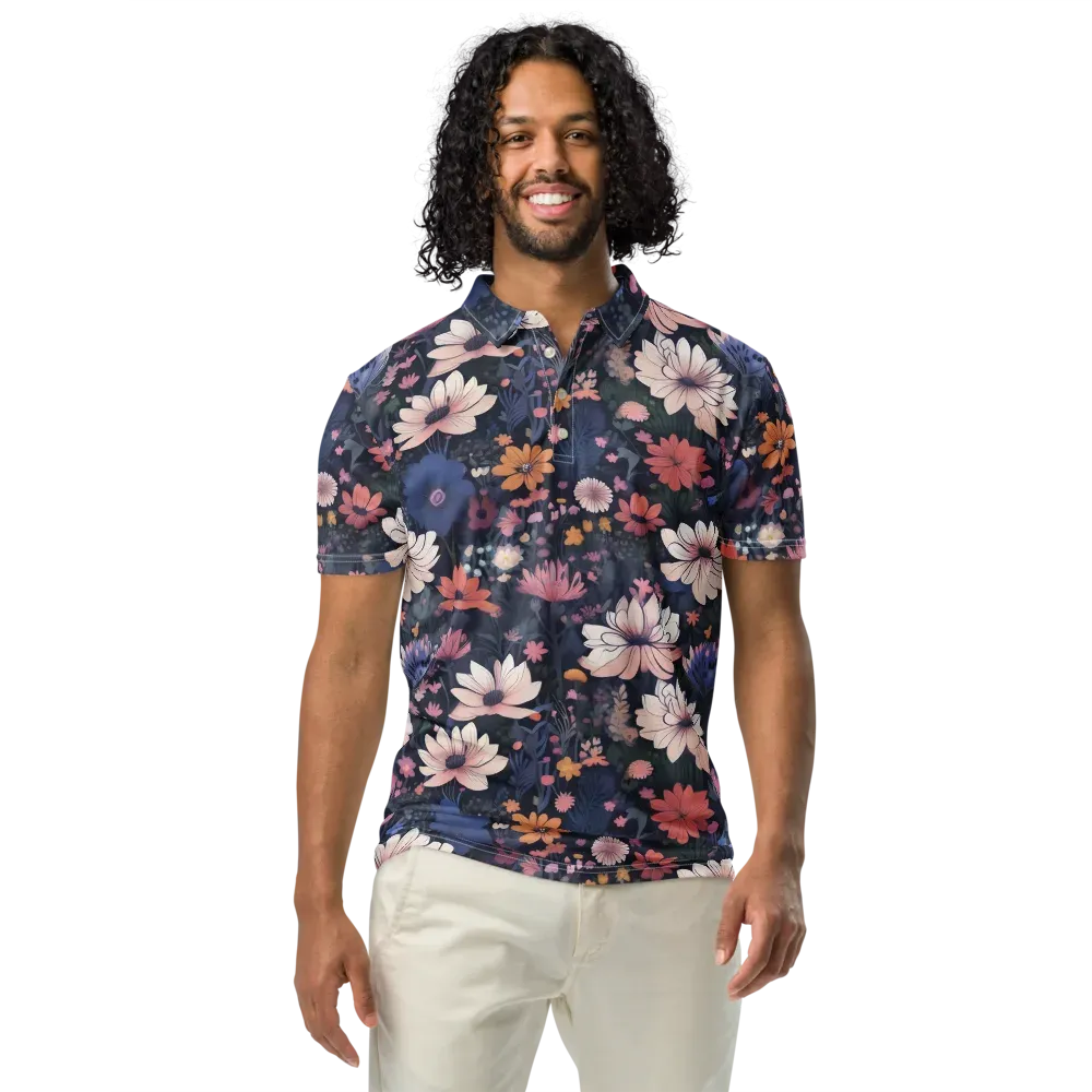 Moonlit Meadow on Men's Slim Fit Polo Shirt — Front