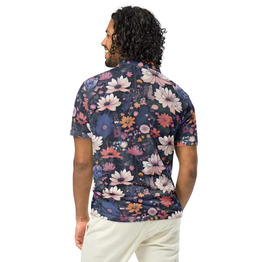 Moonlit Meadow on Men's Slim Fit Polo Shirt — Back