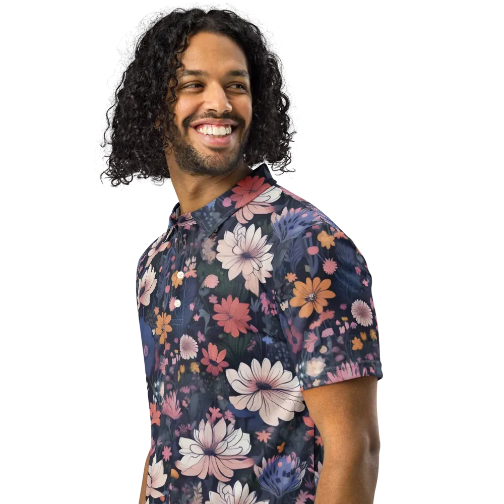 Moonlit Meadow on Men's Slim Fit Polo Shirt — Left Front