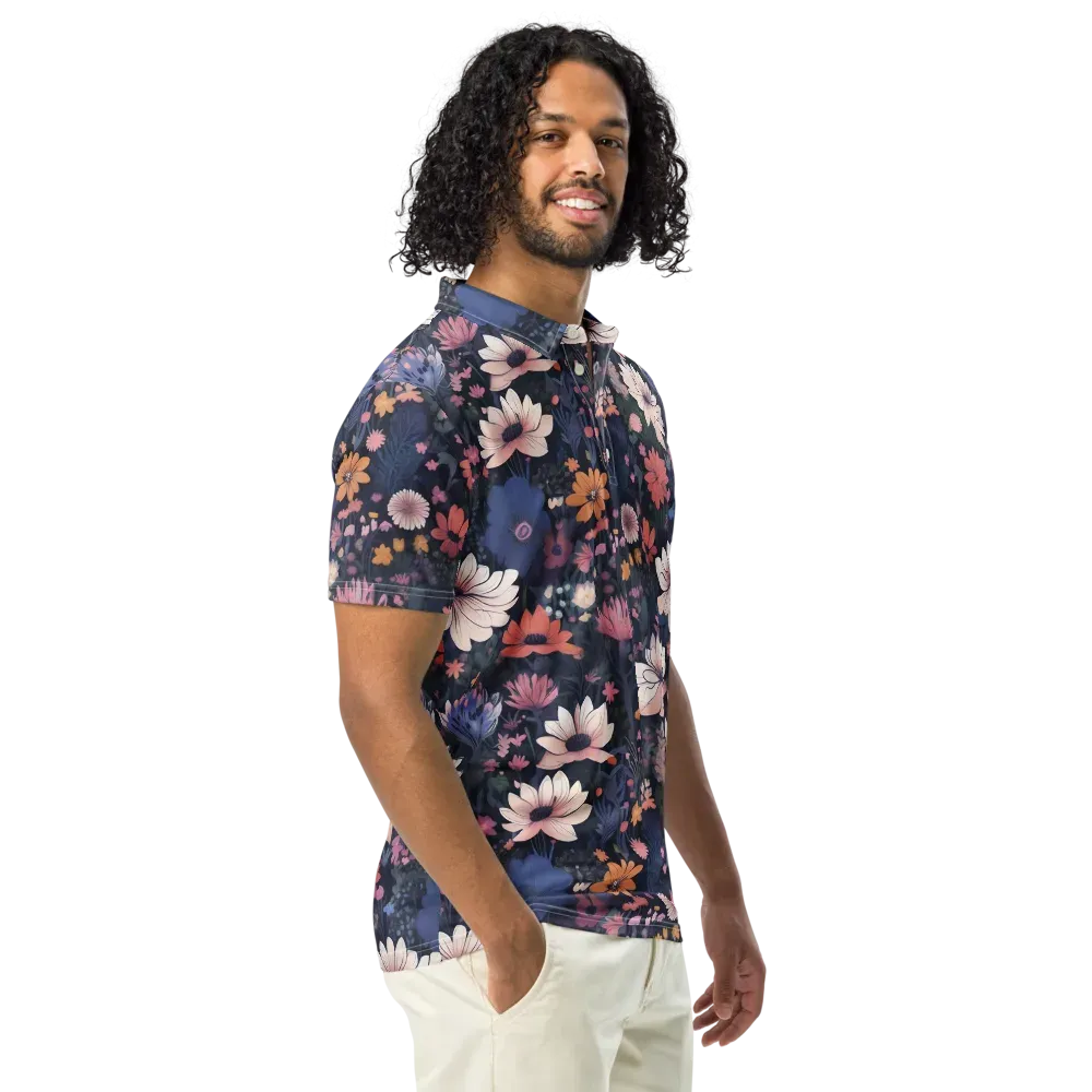 Moonlit Meadow on Men's Slim Fit Polo Shirt — Right Front