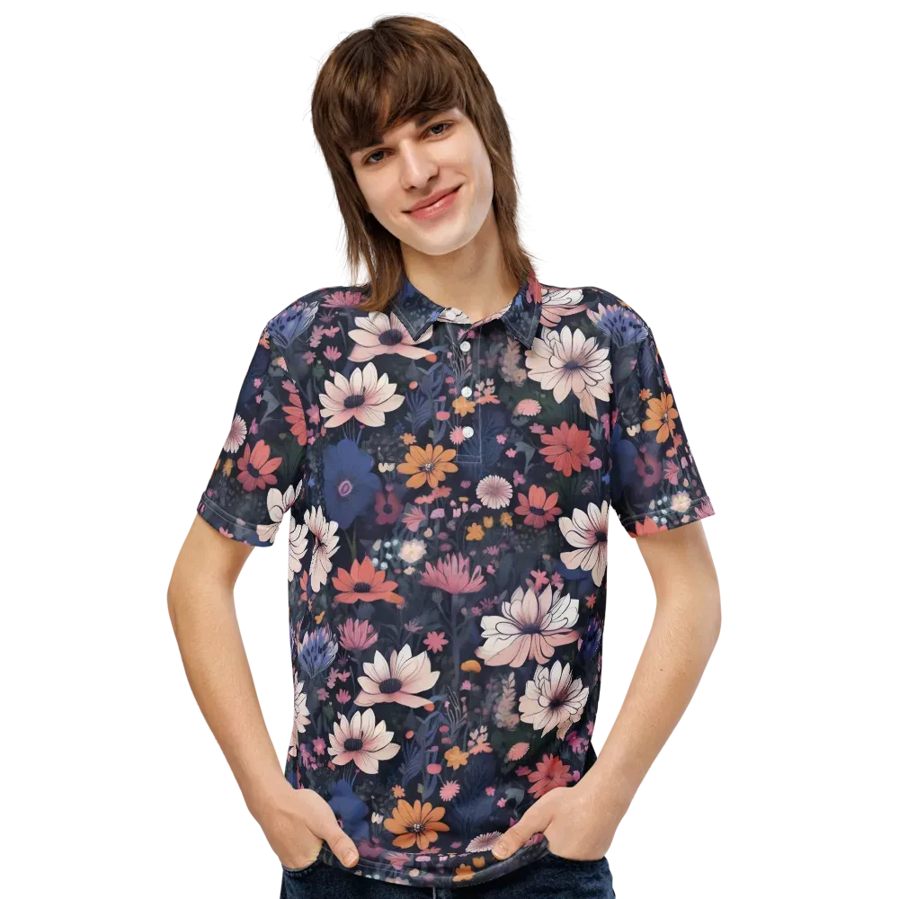 Moonlit Meadow on Men's Slim Fit Polo Shirt — Front