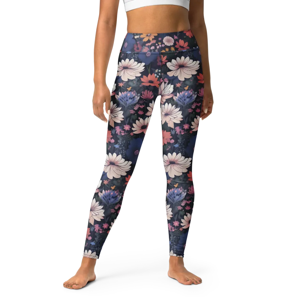 Moonlit Meadow on Yoga Leggings — Front
