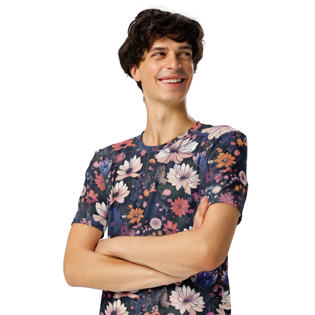 Moonlit Meadow on Men's Crew Neck T-Shirt — Left Front