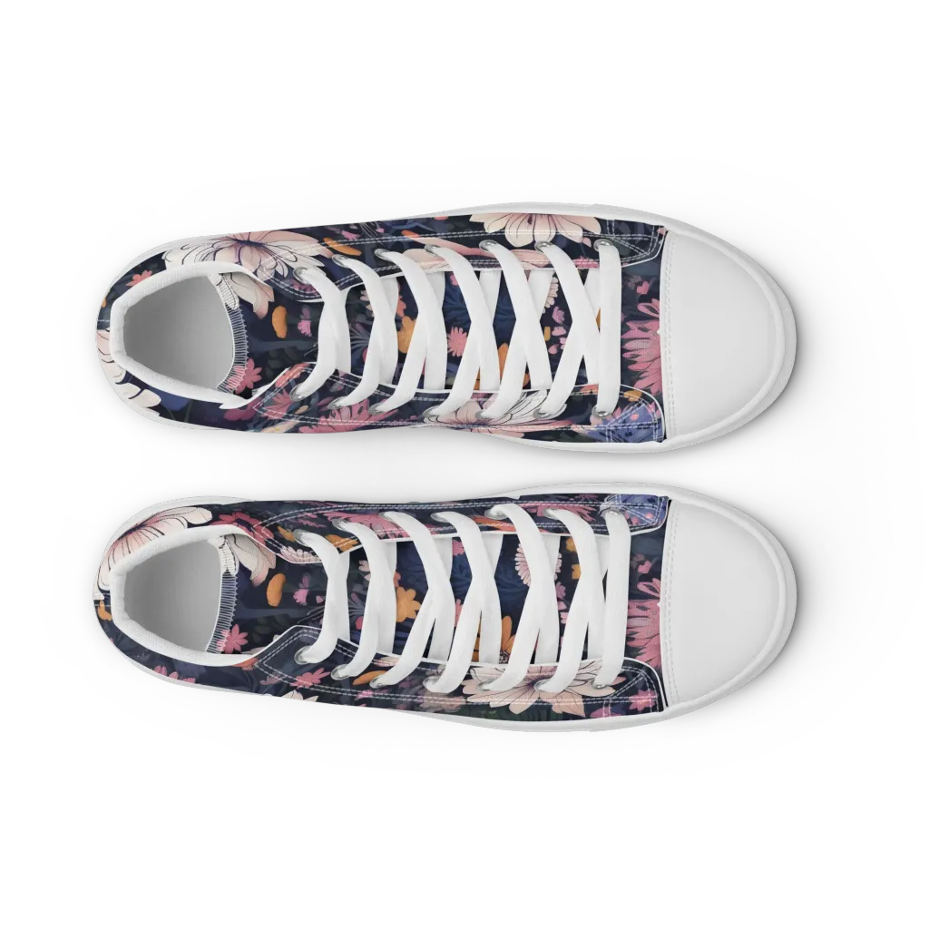 Moonlit Meadow on Men's High Top Canvas Shoes — Front