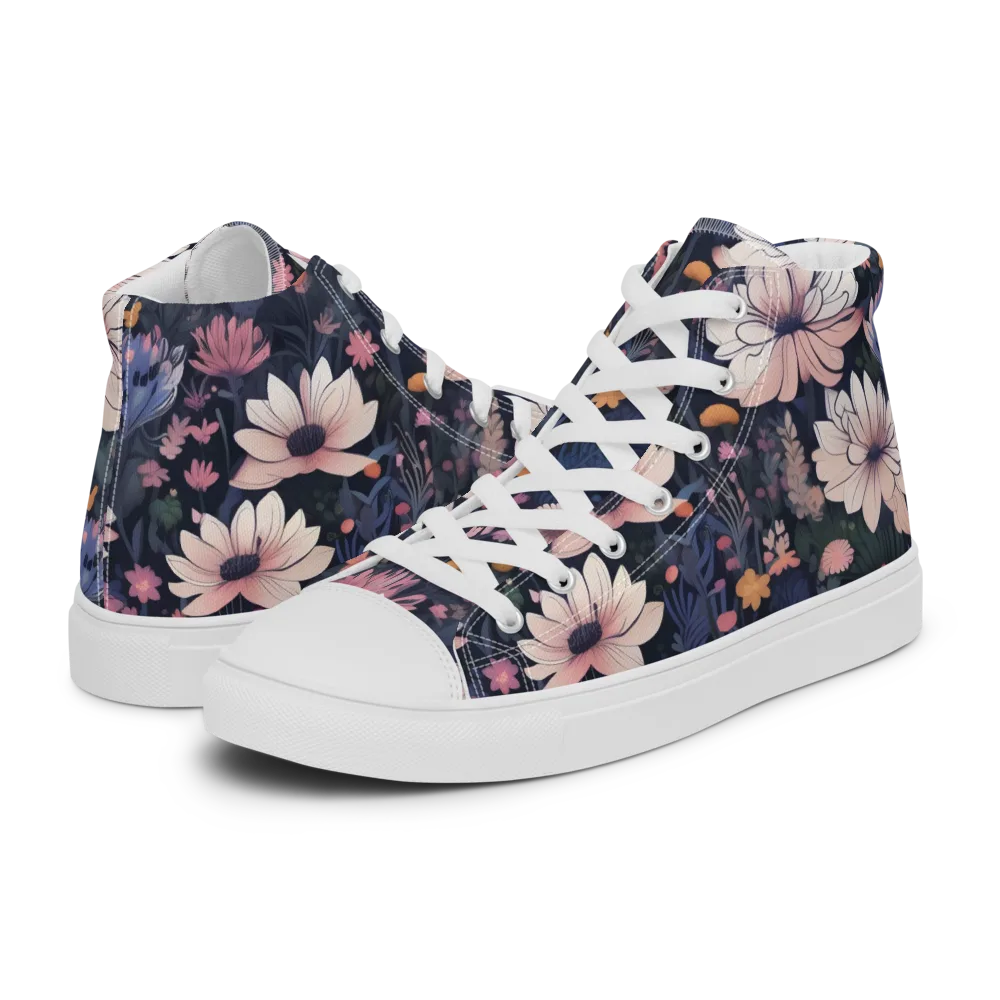 Moonlit Meadow on Men's High Top Canvas Shoes — Left